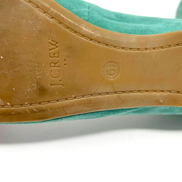J. CREW Blue Green Suede Round Toe Slip On Ballet Flats - Picture 4 of 9